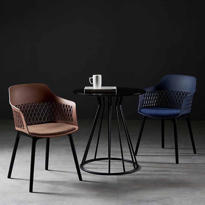 Sillón de metal contemporáneo para interiores y exteriores, sillón con respaldo abierto