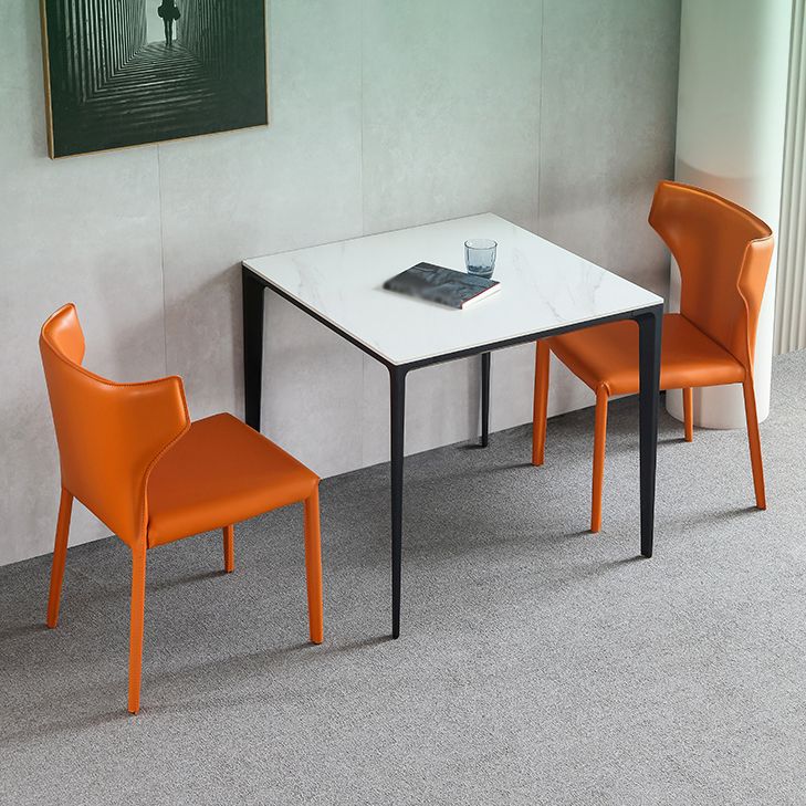 Square Shape Sintered Stone Dining Table Industrial 4 Legs Table for Dining Room