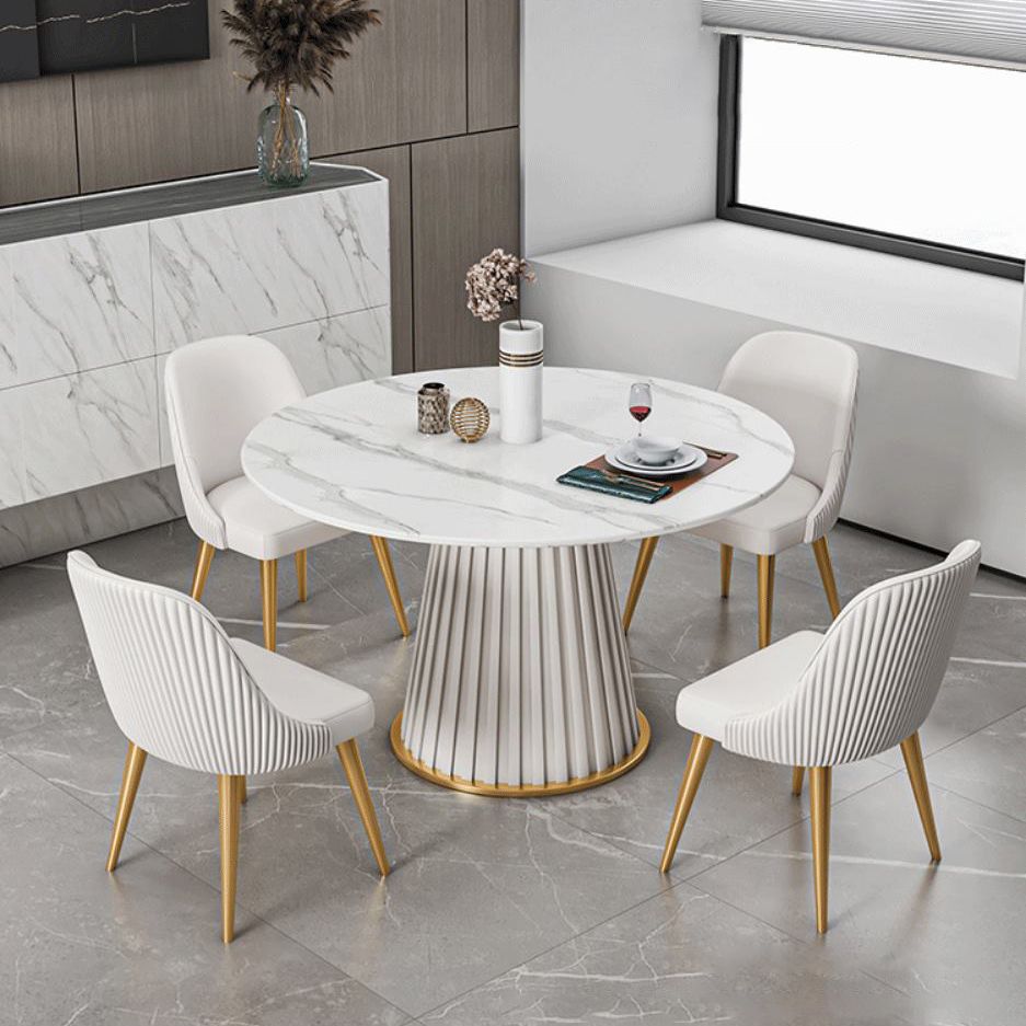 Glam Sintered Stone Dining Set Round 1/2/5/7 Pieces Dining Set