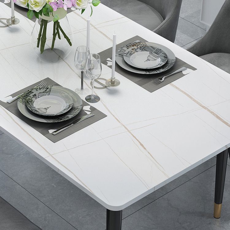 Table de 4 pieds en pierre Glam Recangle Matte Finish Table à manger pour restaurant