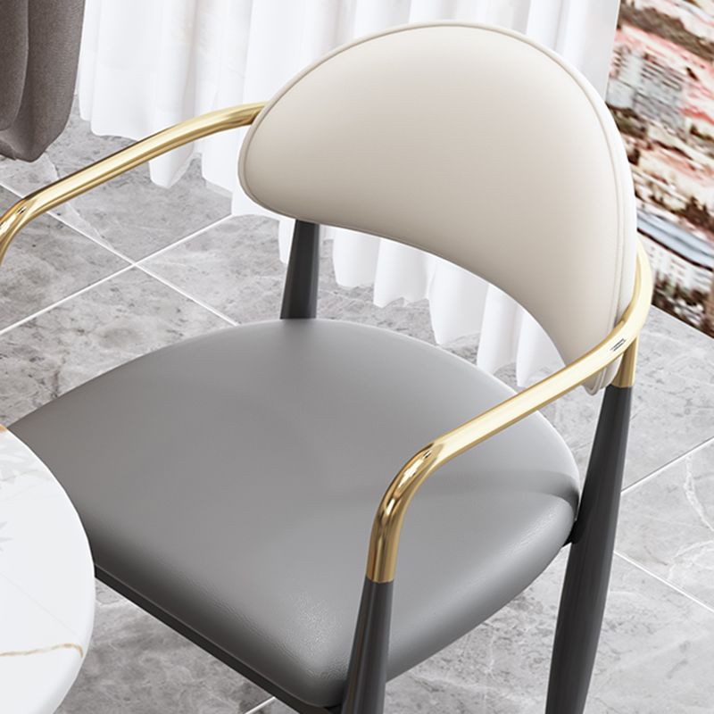 Modern Style Dining Chair Leather Open Back Arm Chair for Dining Room