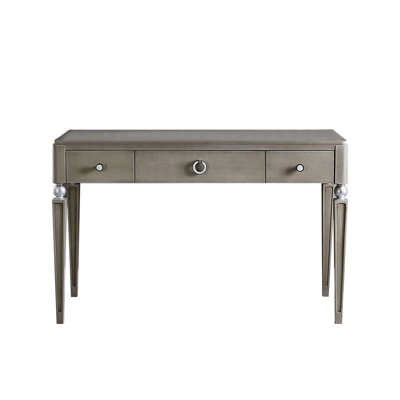 Traditional Mirrored Vanity Set Light Brown Solid Wood Dresser