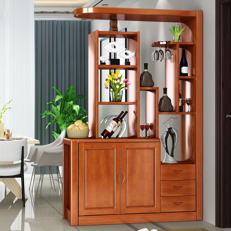 Contemporary Solid Wood 3-drawer Accent Cabinet with Door and Shelves