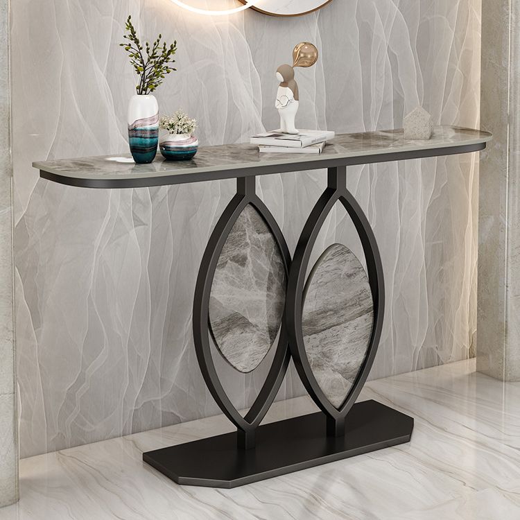Stone Top Accent Console Table Antique Gold Console Table with Metal Leg