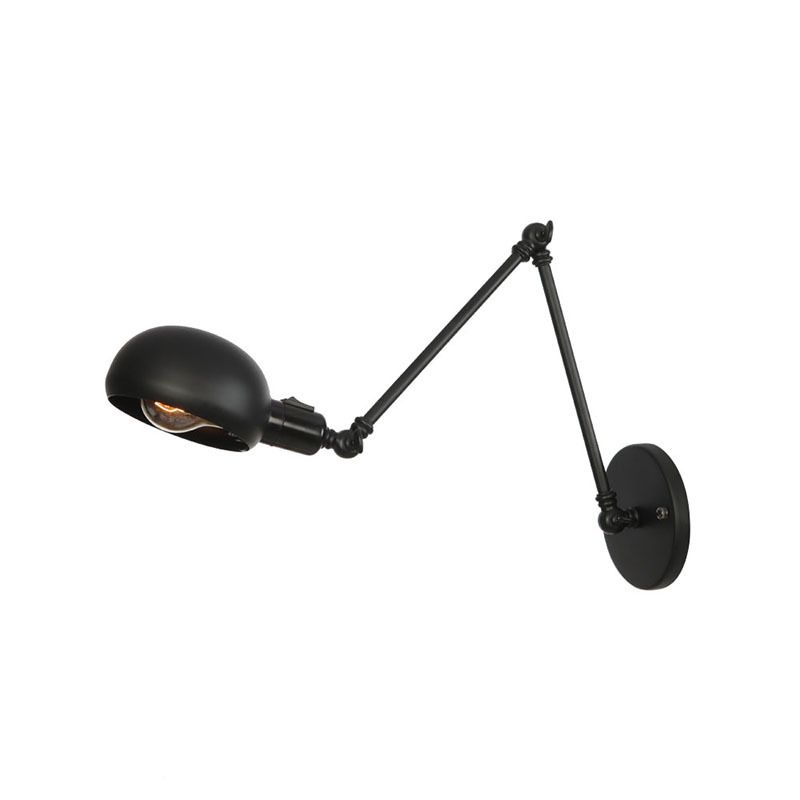 Lumière murale de style industriel noir givré 2 sections Swing Am Sponce Light avec une teinte en métal de bol