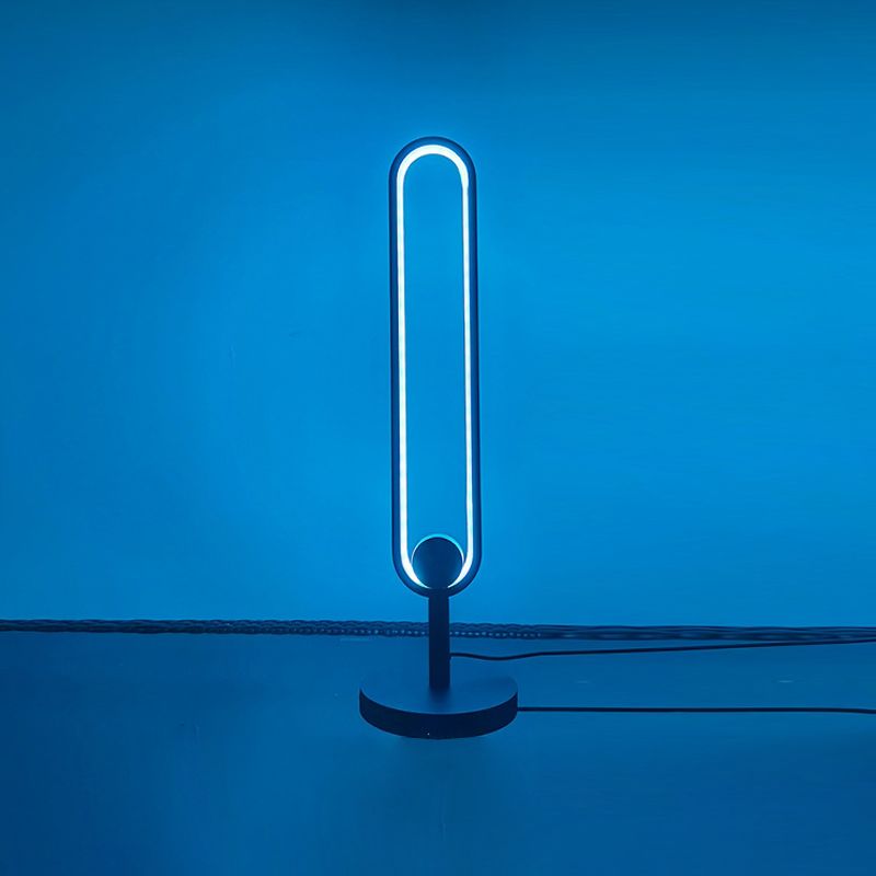 Lampada da tavolo a forma ovale in alluminio stile contemporaneo 1 luce da tavolo per camera da letto