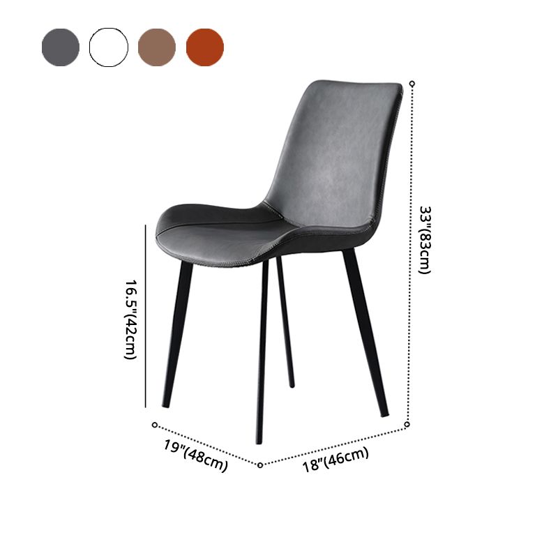 Contemporary Home Leather Side Chair Matte Finish Solid Back Dining Chair