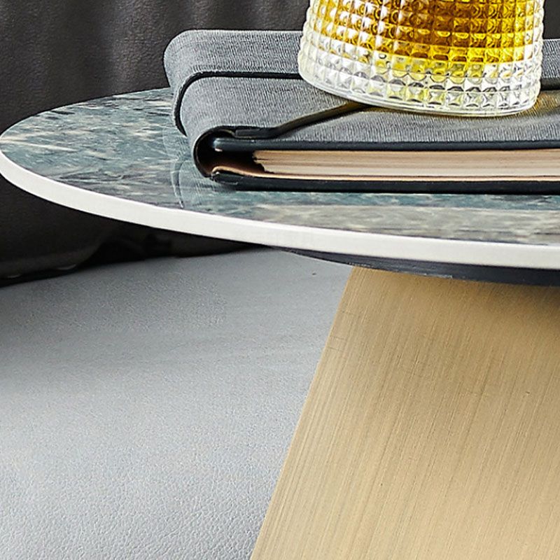 Modern Round Coffee Table Pedestal Slate Coffee Table in White