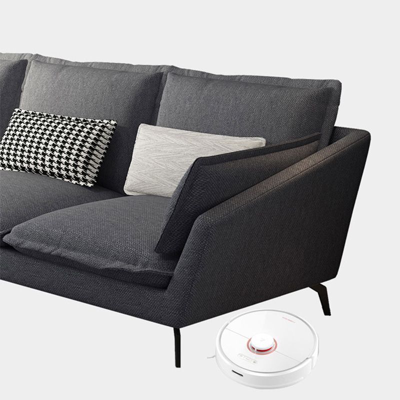 Linen Blend L-Shape Sectional with Pillows Back for Living Room