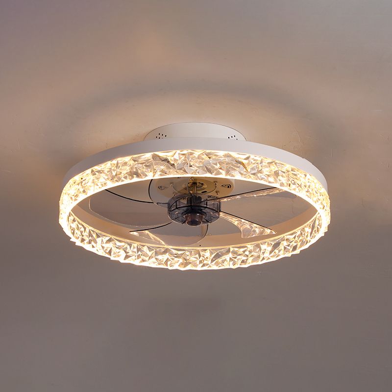 Kids Style Round Ceiling Fan Lamp Metal 1 Light Ceiling Fan Lighting for Bedroom