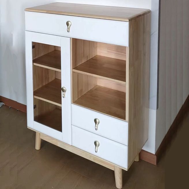 3 - Drawer Rubberwood Accent Cabinet 43.3" Tall 1 - Door Chest