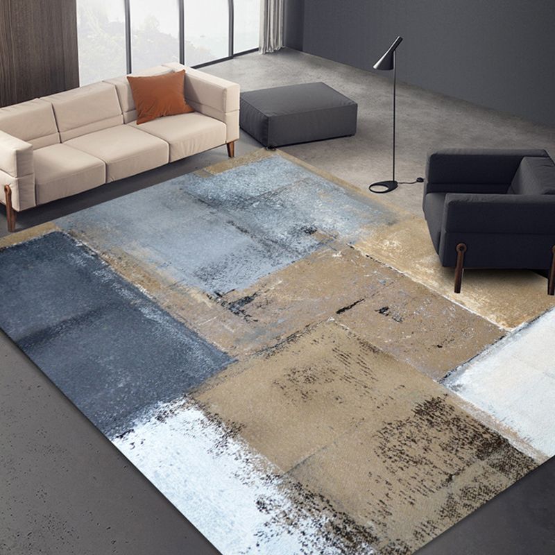 Chic Modern Area Rug Geometric Print Polyester Area Carpet Stain Resistant Rug for Living Room