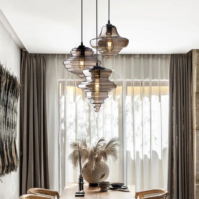 Pendant Modern Glass Spool Pendant Lighting for Dining Room Table