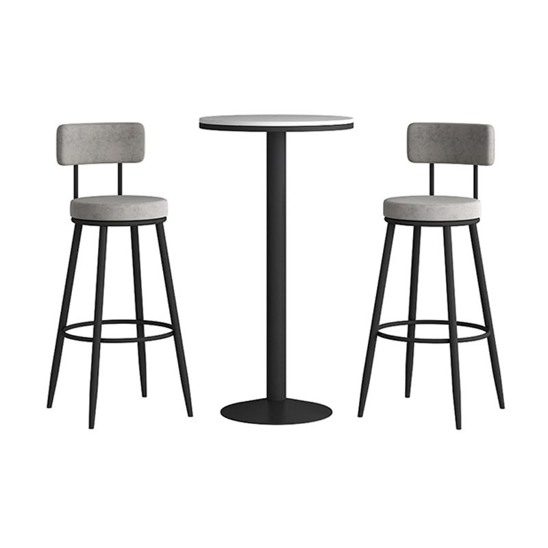1/2/3 Pieces Round Pub Table Set Modern Stone and Metal Counter Height Set