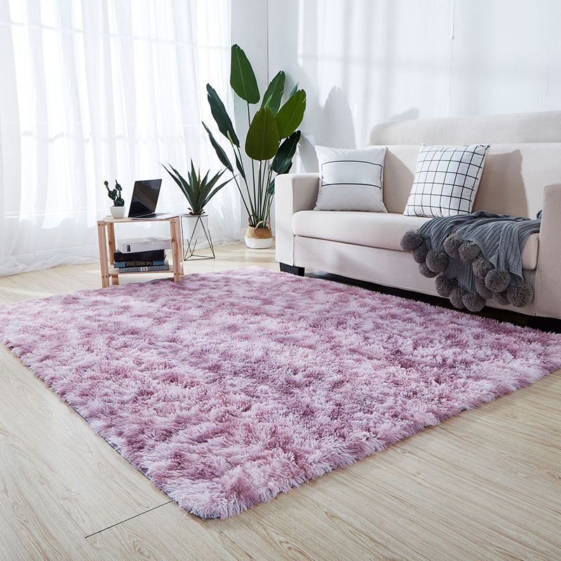 Rapis moderne Tie simple Dye Print Carpet Living Room Polyester Shag Tapis avec un support sans glissement