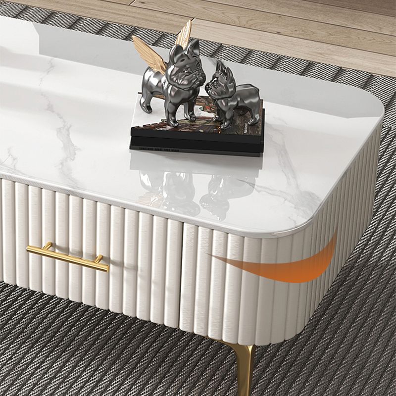 16"H Glam Coffee Table Rectangle 4 Legs Coffee Cocktail Table