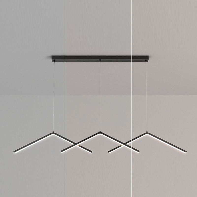 Zeitgenössischer Stil linearer Form Island Leuchten Metall 3 Licht hängende Anhängerleuchten