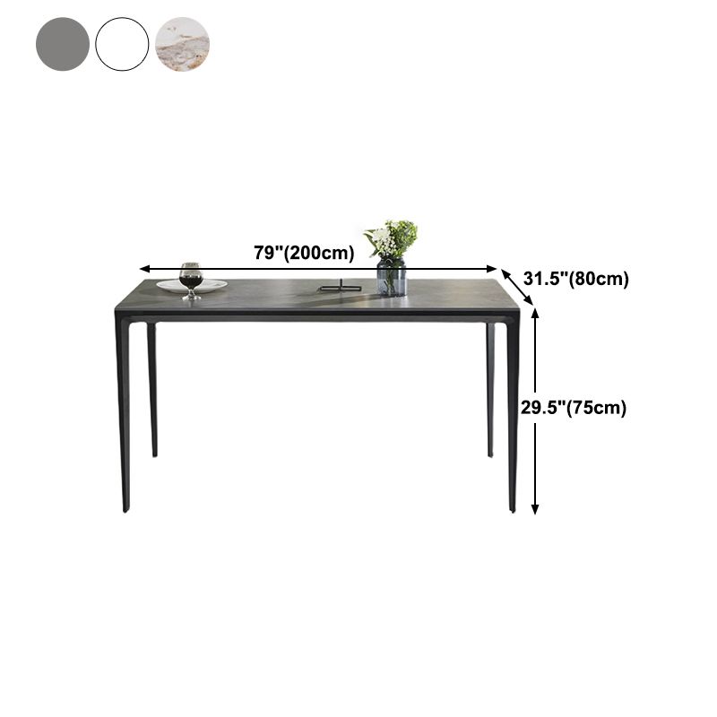 Rectangular Stone Dining Table Modern 4 Legs Furniture in Matte Finish for Indoor