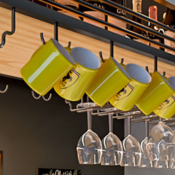 Wine Rack Modern Style Wall Mounted Wine Holder Rack with Wooden Shelf