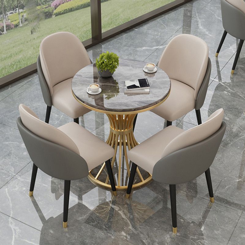 Polished Finish Dinette Table for Home Traditional Luxury Round Dining Table
