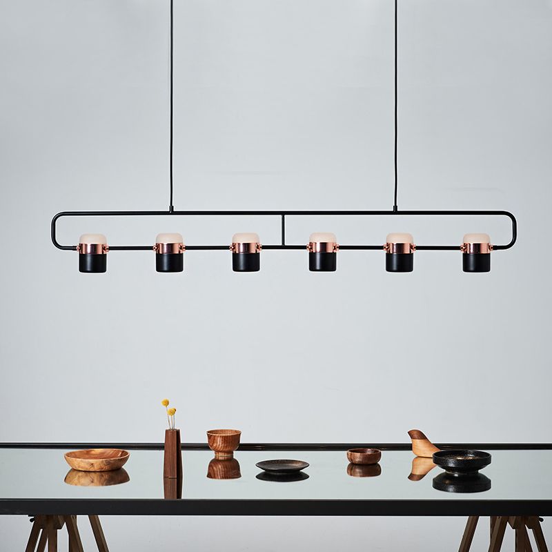 Contemporary Style Cylinder Island Lighting Metal 6 Light Island Pendant Lights