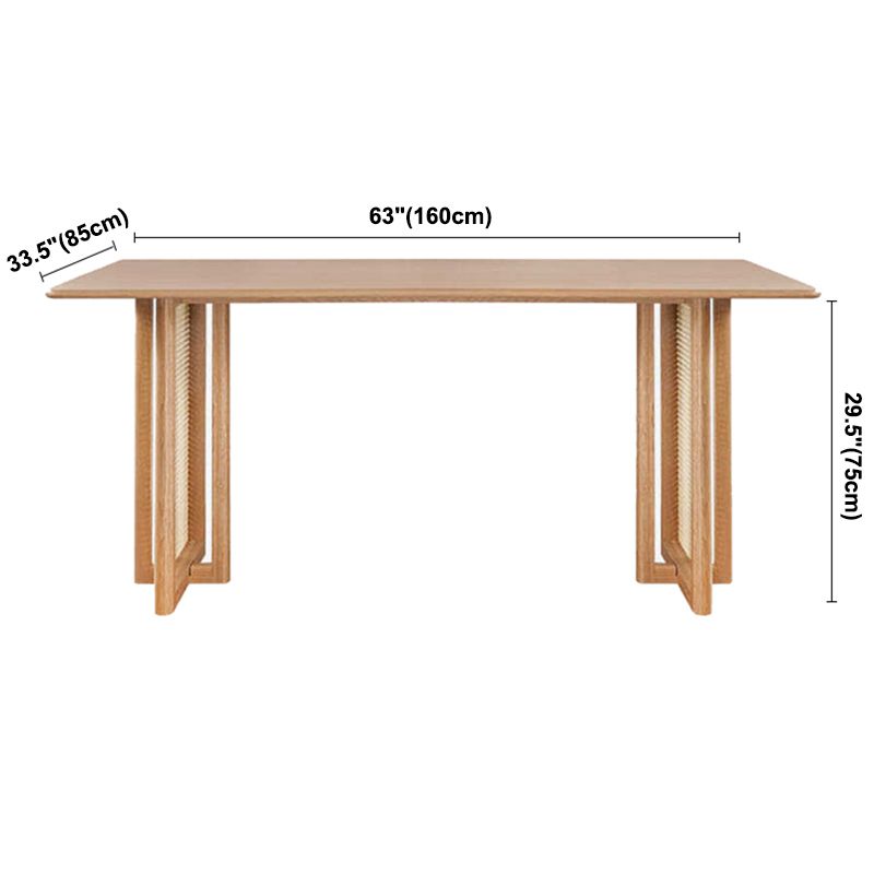 Eigentijdse kaki rechthoekige eettafel massief houten standaard eettafel voor keuken