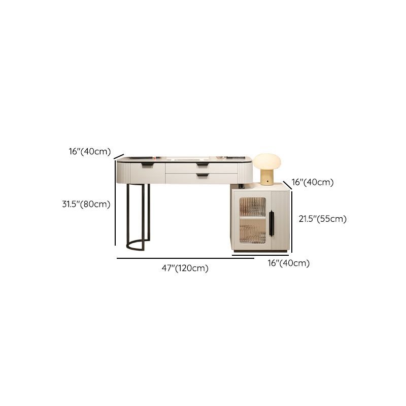 Contemporary Stone White Makeup Counter 31.5" H Bedroom Make-up Vanity