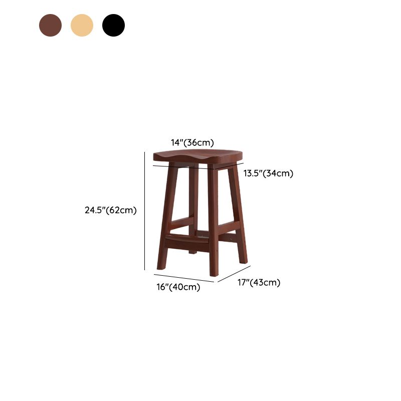 Contemporary Solid Wood Barstools Saddle Seat Bar Stools with Footrest