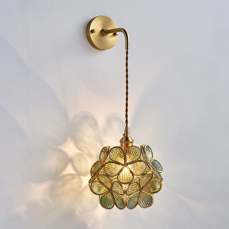 Moderner Blumenwandmontierhellglas 1 Leichte Wandmontagelampe