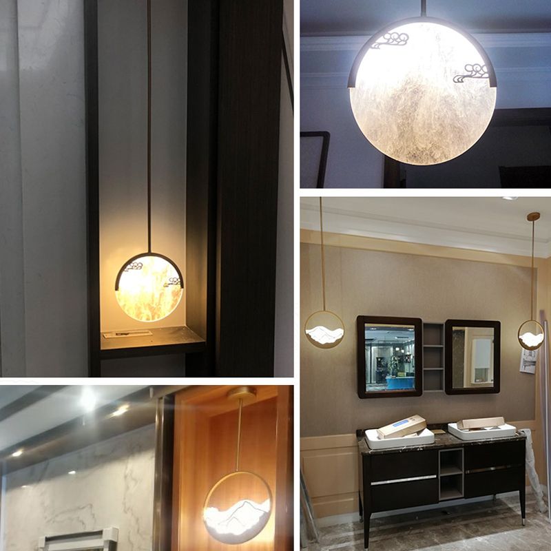 Pendentif de forme ronde en métal LED moderne LED suspendu suspendu pour le salon
