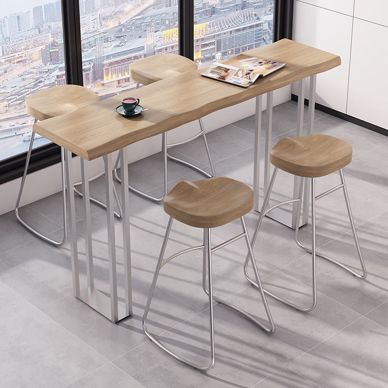 Modern Rectangle Solid Wood Bar Table Set 1/3/5 Pieces Counter Table with Backless Stools