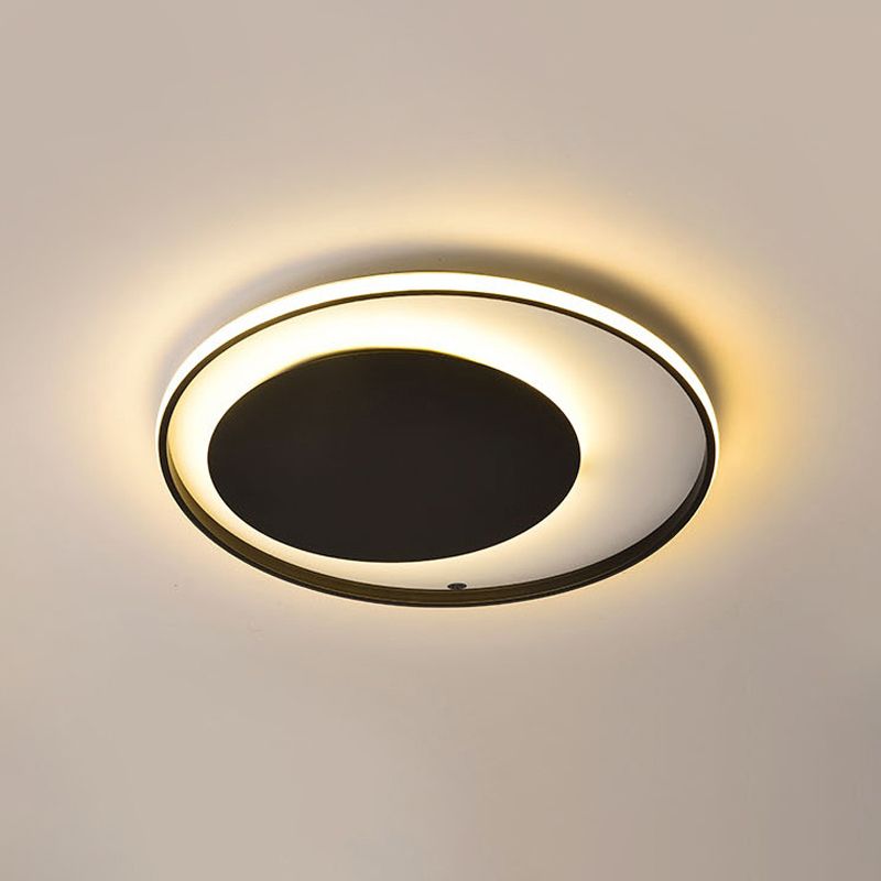 Black Circle Deckenleuchte Einfache Darstellung Acryl 18 "/23.5" Breite LED-Unterputz-Beleuchtung in Warm/Weißes Licht