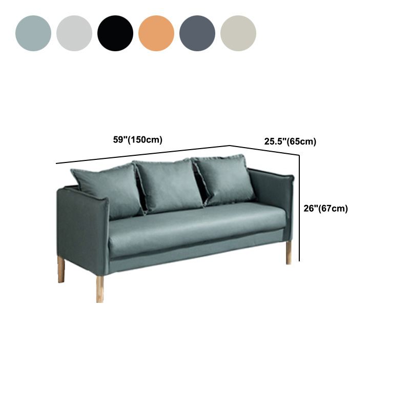 Square Arm  Sofa 25.59" D x 26.371" H Faux Leather Sofa for Living Room