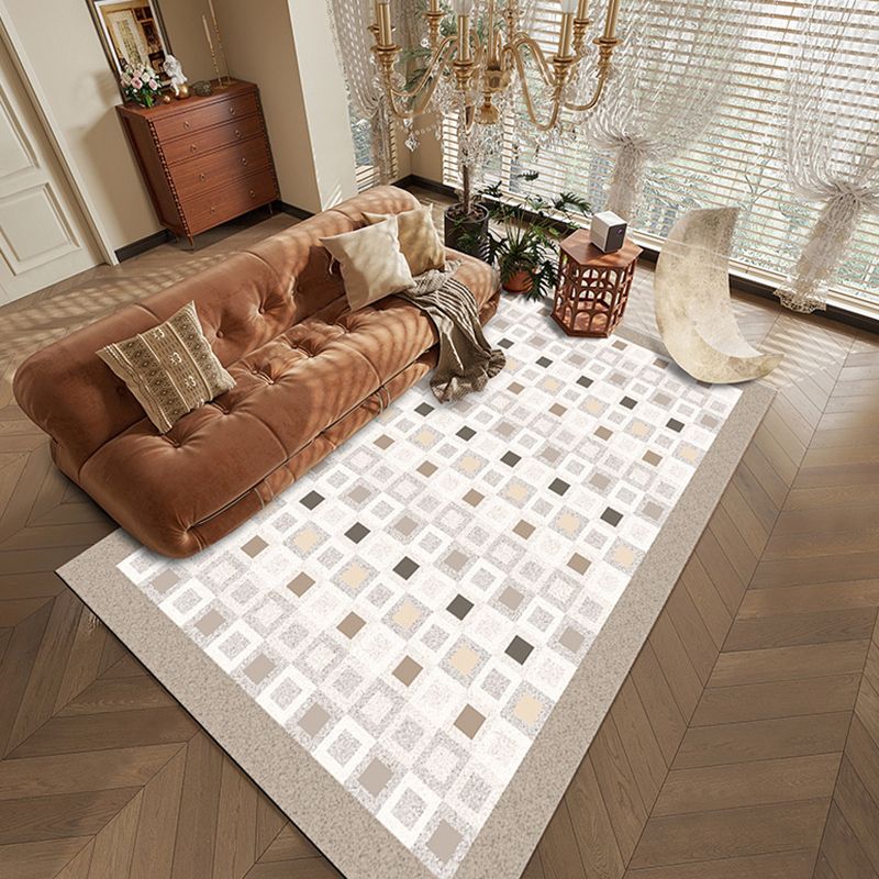 Vintage Check Rug Polyester Indoor Rug Non-Slip Area Carpet for Living Room and Bedroom