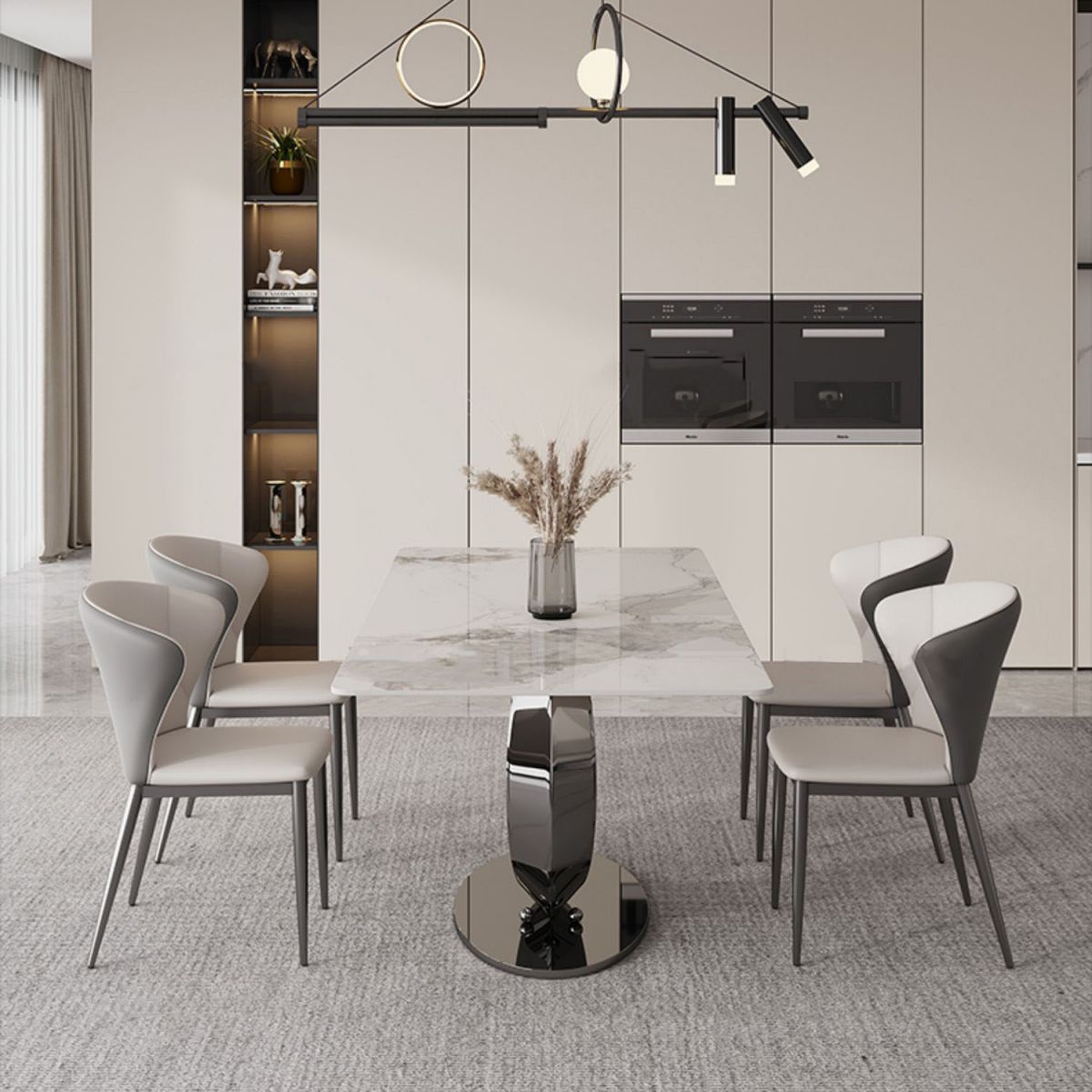 1/4/5/7 Pieces Dining Chairs Set White Rectangular Dining Room Table for Home