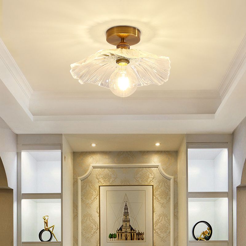 Glass Shaded Ceiling Mounted Fixture Minimalist Style Clear Ceiling Mount Light Fixture