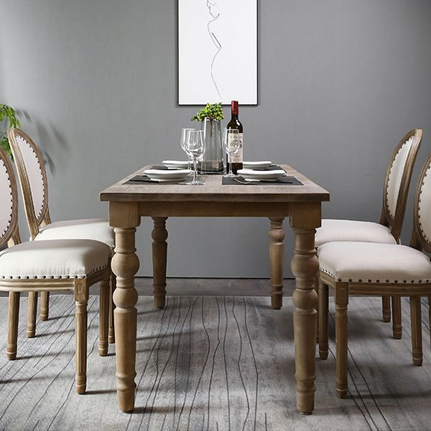 Mesa de comedor rectangular de madera maciza estilo mediados de siglo con 4 patas