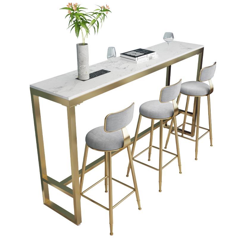 Glam 1/4/5 Pieces Bar Table Set Rectangle Stone Counter Table with High Stools for Balcony