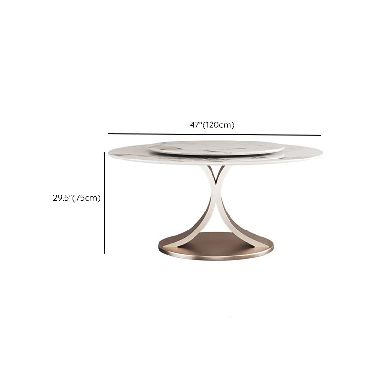 Glam Dining Round Table Sintered Stone Table with Metal Legs for Home Use