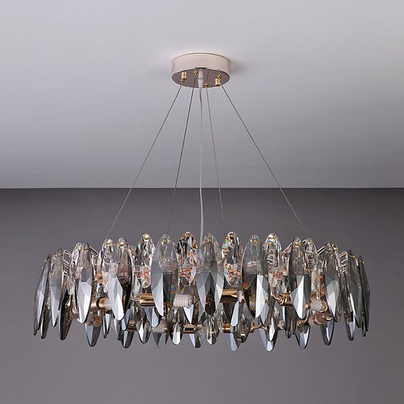 Modern Style Wheel Shape Pendant Chandeliers Crystal Chandelier Lights in Grey