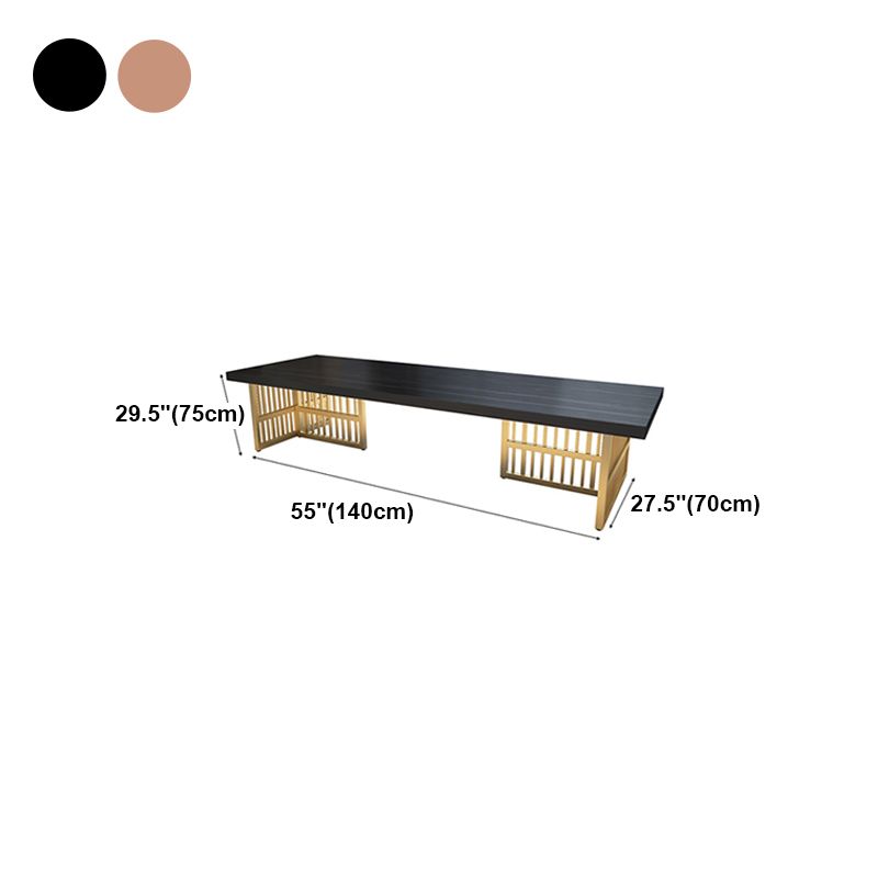 Glam Style Rectangular Office Desk Solid Wood Top Desk with Metal Legs for Office
