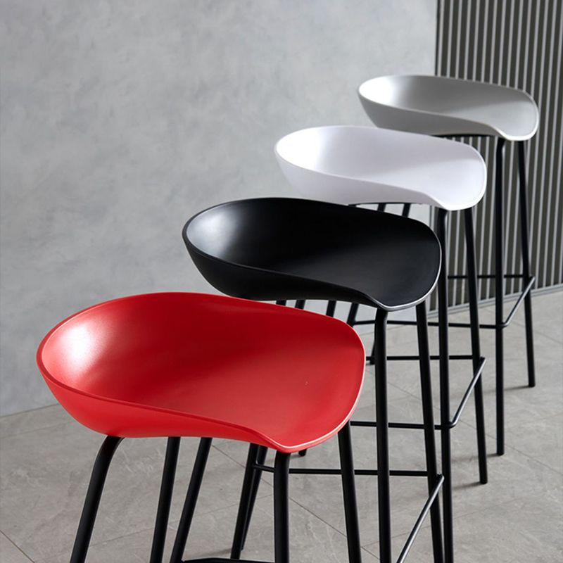 Modern Plastic Contoured Seat Footrest Metal Base Stool for Living Room