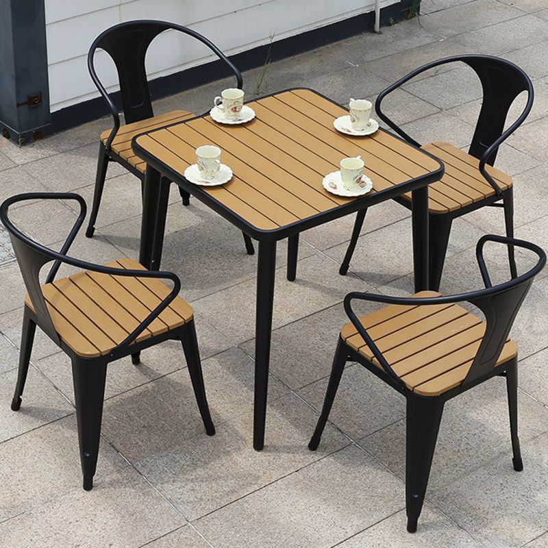 Industrial Style 1/5/7 Pieces Metal Dining Set Reclaimed Wood Table Set for Outdoor