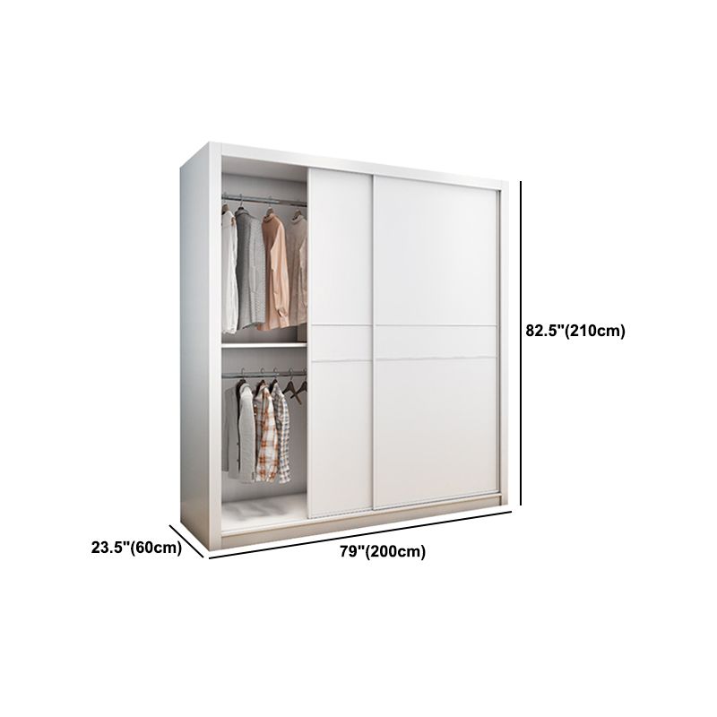 Contemporary Style Wardrobe Armoire White Engineered Wood Wardrobe with Drawer