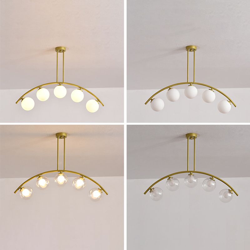 Modern Dining Chandelier Light Round Glass Shade Ceiling Hanging Light for Dining Room