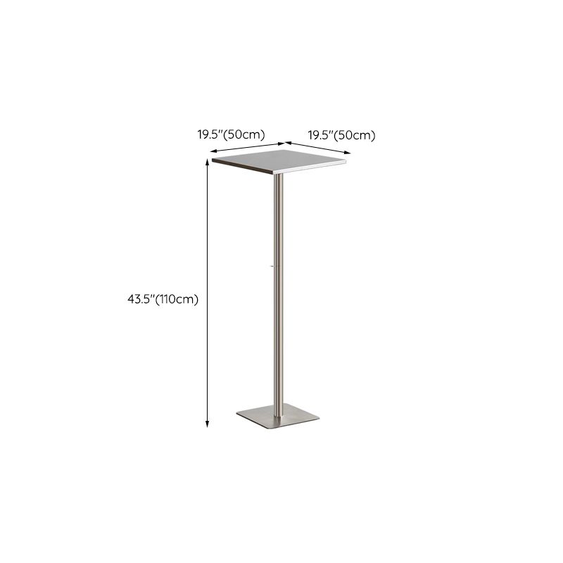 Industrial Pedestal Bar Table 43.3"H Metal Bistro Bar Desk in Silver