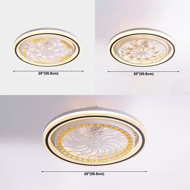 Modern Style Ceiling Fan Lamp LED Crystal Ceiling Mount Light with Acrylic Shade