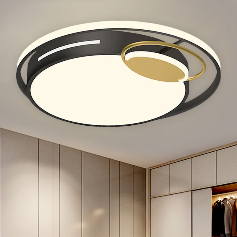Lampada da incasso moderna rotonda in metallo per camera da letto a LED in metallo in nero e oro, luce bianca/calda