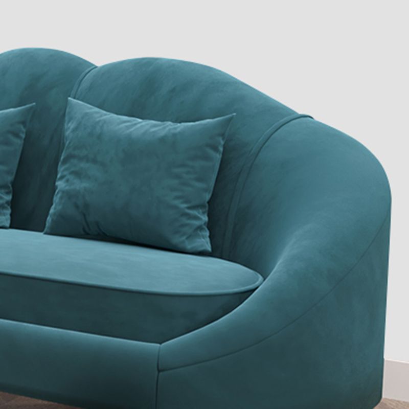 Velvet Slopped Arm Sofa Contemporary with Sewn Pillow Back for Apartment