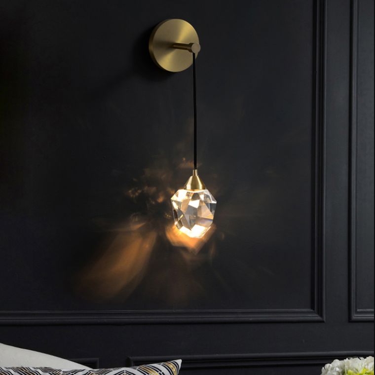 Bola de luz montada en la pared de 1 luz estilo moderno K9 Crystal Spline Lighture Light